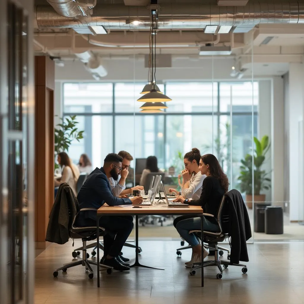 Espacio de trabajo colaborativo en las oficinas de Finanzas Estratégicas Argentina