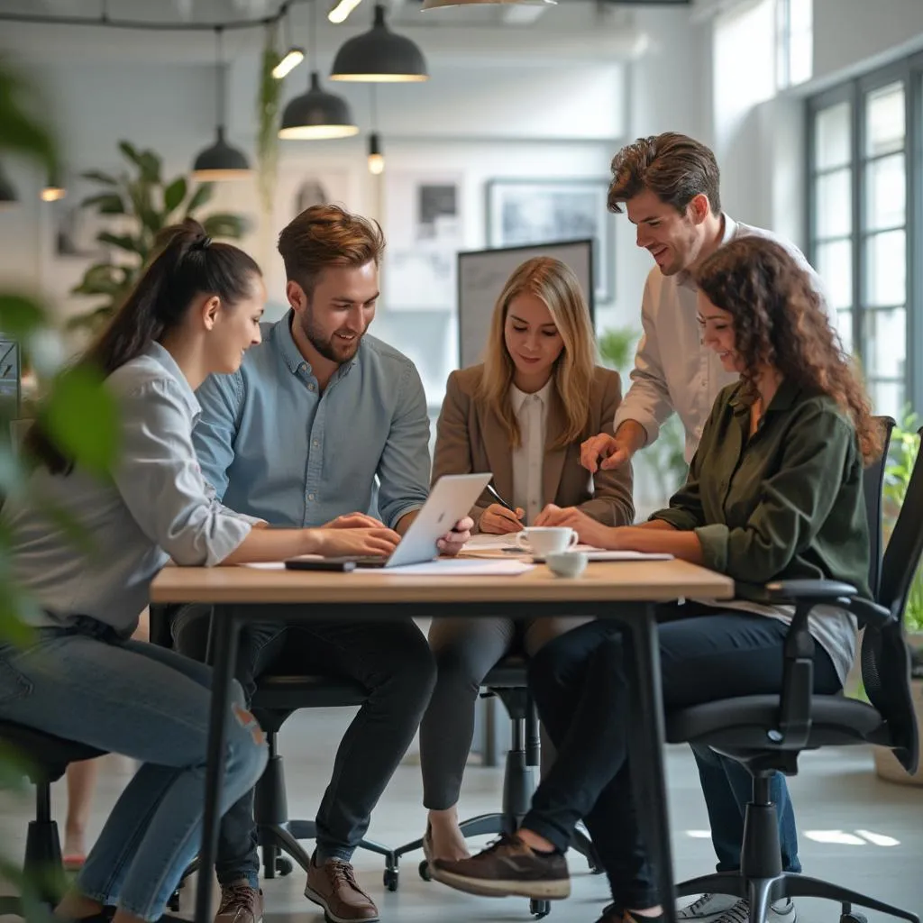 Equipo de consultoría financiera joven y dinámico colaborando en Argentina